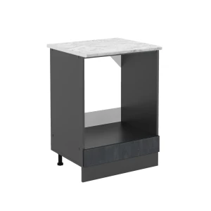 Herdumbauschrank R-Line Schwarz Beton 60 cm AP Marmor Vicco