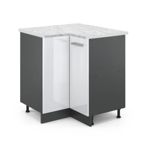 Hjørneskab R-Line Hvid højglans 75.6 cm BP Marmor Vicco