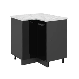Hjørneskab R-Line Sort højglans 75.6 cm BP Marmor Vicco
