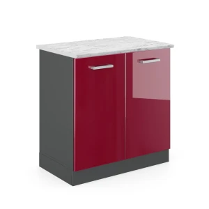 Vaskeskab R-Line Rød højglans 80 cm BP Marmor Vicco