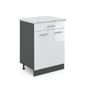 Køkkenskab R-Line Hvid højglans 60 cm BP Marmor Vicco
