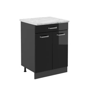 Køkkenskab R-Line Sort højglans 60 cm BP Marmor Vicco