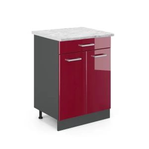Szafka dolna do kuchni R-Line Czerwony połysk 60 cm BR Marmur Vicco