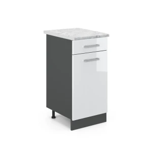 Køkkenskab R-Line Hvid højglans 40 cm BP Marmor Vicco