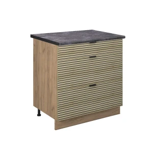 Køkkenskab Fame-Line Panel i eg 80 cm med 3 skuffer, BP Antracit Vicco