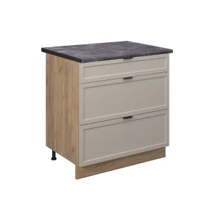 Køkkenskab Fame-Line GråBeige 80 cm med 3 skuffer, BP Antracit Vicco