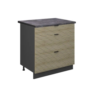 Køkkenskab Fame-Line Panel i eg 80 cm med 3 skuffer, BP Antracit Vicco