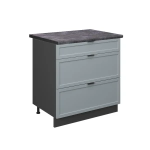 Armário baixo de cozinha Fame-Line Azul acinzentado claro 80 cm com 3 gavetas, AP antracite Vicco