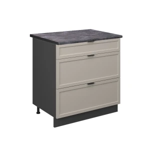 Køkkenskab Fame-Line GråBeige 80 cm med 3 skuffer, BP Antracit Vicco