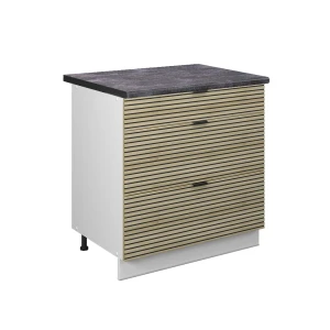 Køkkenskab Fame-Line Panel i eg 80 cm med 3 skuffer, BP Antracit Vicco