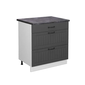 Køkkenskab Fame-Line Antracit landhus 80 cm med 3 skuffer, BP Antracit Vicco