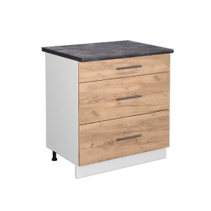 Køkkenskab Fame-Line Gold power oak 80 cm med 3 skuffer, BP Antracit Vicco