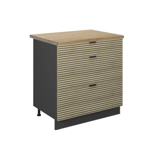 Køkkenskab Fame-Line Panel i eg 80 cm med 3 skuffer, BP Eg Vicco
