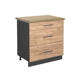 Køkkenskab Fame-Line Gold power oak 80 cm med 3 skuffer, BP Eg Vicco