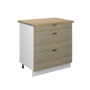 Køkkenskab Fame-Line Panel i eg 80 cm med 3 skuffer, BP Eg Vicco