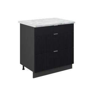 Szafka dolna do kuchni Fame-Line Czarne paski 80 cm z 3 szufladami, BP Marmur Vicco