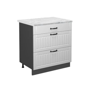 Keittiön alakaappi Fame-Line Valkoinen maalaistalo 80 cm 3 laatikkoa, AP-marmori Vicco