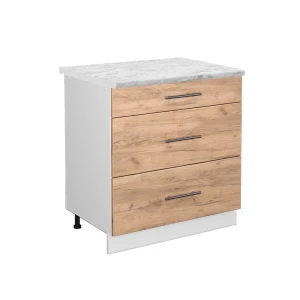 Køkkenskab Fame-Line Gold power oak 80 cm med 3 skuffer, BP Marmor Vicco