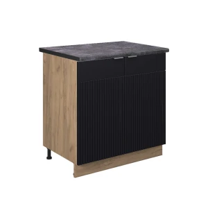 Køkkenskab Fame-Line Sort stribet 80 cm med hylde, BP Antracit Vicco