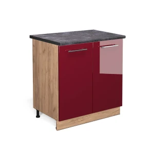 Mobiletto base cucina Fame-Line Bordeaux lucido 80 cm con ripiano, Piano di lavoro Antracite Vicco
