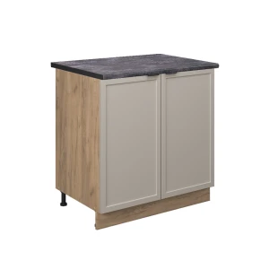 Küchenunterschrank Fame-Line GrauBeige 80 cm mit Regal, AP Anthrazit Vicco