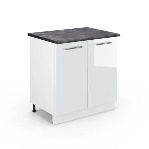 Spülenunterschrank Fame-Line Weiß Hochglanz 80 cm mit Regal, AP Anthrazit Vicco
