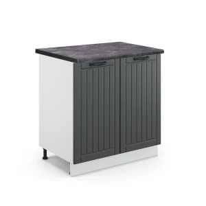 Spülenunterschrank Fame-Line Anthrazit Landhaus 80 cm mit Regal, AP Anthrazit Vicco
