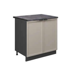 Meuble bas sous-évier Fame-Line GrisBeige 80cm avec étagère, PT Anthracite Vicco