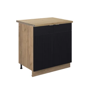 Køkkenskab Fame-Line Sort stribet 80 cm med hylde, BP Eg Vicco