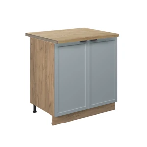 Meuble bas de cuisine Fame-Line Bleu clair-gris 80cm avec étagère, PT Chêne Vicco