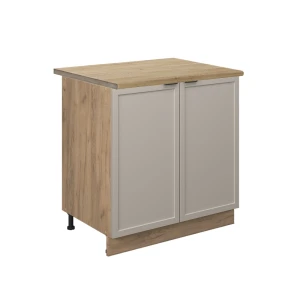 Küchenunterschrank Fame-Line GrauBeige 80 cm mit Regal, AP Eiche Vicco
