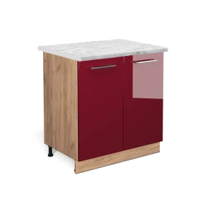 Keittiön alakaappi Fame-Line Bordeaux korkeakiilto 80 cm hyllyllä, AP-marmori Vicco