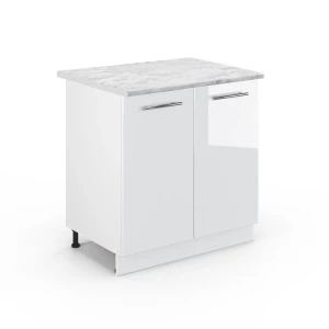 Wastafelkast Fame-Line Wit Hoogglans 80 cm met legplank, WB Marmer Vicco