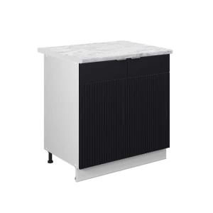 Vaskeskab Fame-Line Sort stribet 80 cm med hylde, BP Marmor Vicco