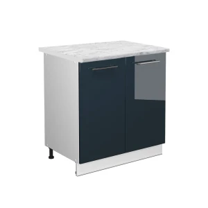 Szafka pod zlew Fame-Line Ciemnoniebieski wysoki połysk 80 cm z półką, BP Marmur Vicco