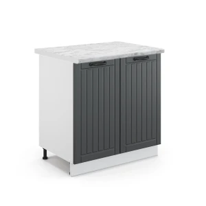 Wastafelkast Fame-Line Antraciet landhuis 80 cm met legplank, WB Marmer Vicco
