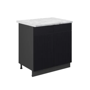 Vaskeskab Fame-Line Sort stribet 80 cm med hylde, BP Marmor Vicco