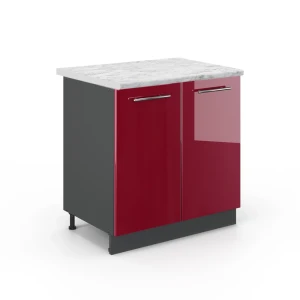 Pesualtaan alakaappi Fame-Line Bordeaux korkeakiilto 80 cm hyllyllä, AP-marmori Vicco