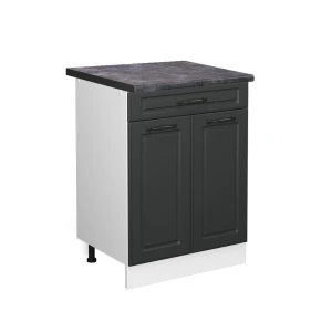 Küchenunterschrank R-Line Anthrazit Landhaus 60 cm mit Schublade, AP Anthrazit Vicco