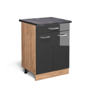 Szafka dolna do kuchni R-Line Antracyt wysoki połysk 60 cm z szufladą, BP Antracyt Vicco