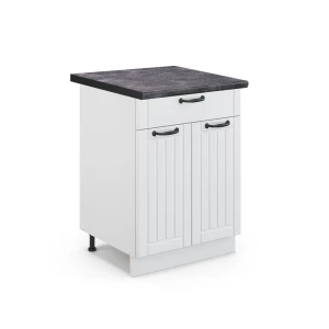 Meuble cuisine Fame-Line Blanc campagne 60cm avec tiroir, PT Anthracite Vicco