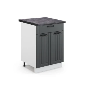 Küchenunterschrank Fame-Line Anthrazit Landhaus 60 cm mit Schublade, AP Anthrazit Vicco