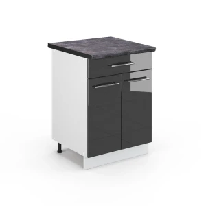 Meuble cuisine Fame-Line Anthracite Haute brillance 60cm avec tiroir, PT Anthracite Vicco