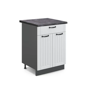 Küchenunterschrank Fame-Line Weiß Landhaus 60 cm mit Schublade, AP Anthrazit Vicco