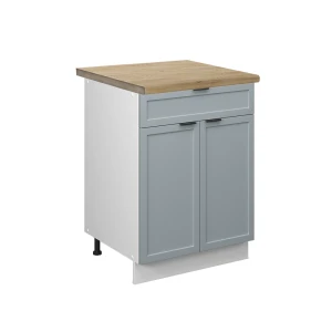 Küchenunterschrank Fame-Line Hellblau-grau 60 cm mit Schublade, AP Eiche Vicco