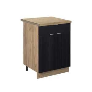 Køkkenskab Fame-Line Sort stribet 60 cm med skuffe, BP Eg Vicco