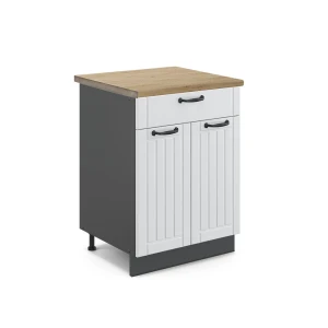 Küchenunterschrank Fame-Line Weiß Landhaus 60 cm mit Schublade, AP Eiche Vicco