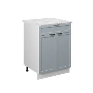 Küchenunterschrank Fame-Line Hellblau-grau 60 cm mit Schublade, AP Marmor Vicco