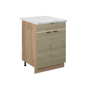 Køkkenskab Fame-Line Panel i eg 60 cm med skuffe, BP Marmor Vicco