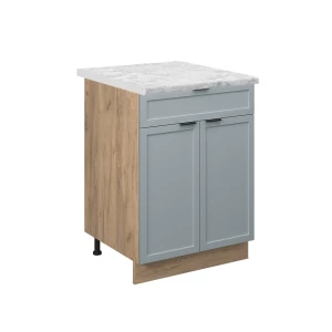 Armário baixo de cozinha Fame-Line Azul acinzentado claro 60 cm com gavetas, em mármore AP Vicco
